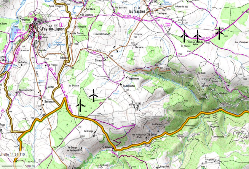 carte projet éolien les Vastres